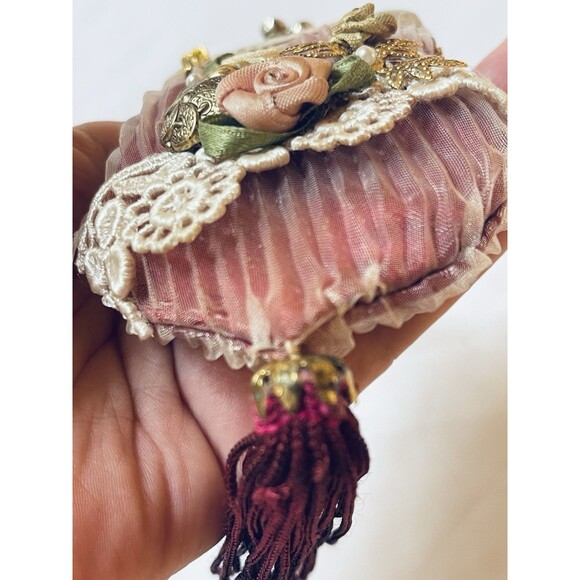 VTG Victorian-Style Coin Purse Bag Katherine’s Collection Burgundy 4"x2.5" W Tag - Picture 8 of 12